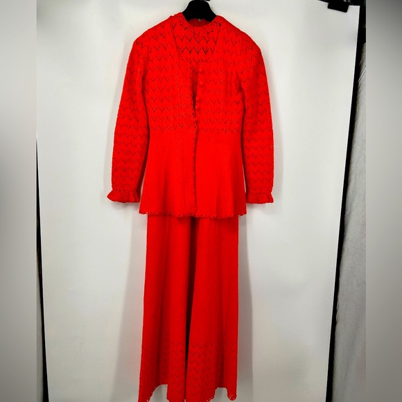 Picardo Knits Dresses & Skirts - Vintage Picardo Knits Maxi‎ Dress 2 pieces long sleeve jacket + sleeveless dress